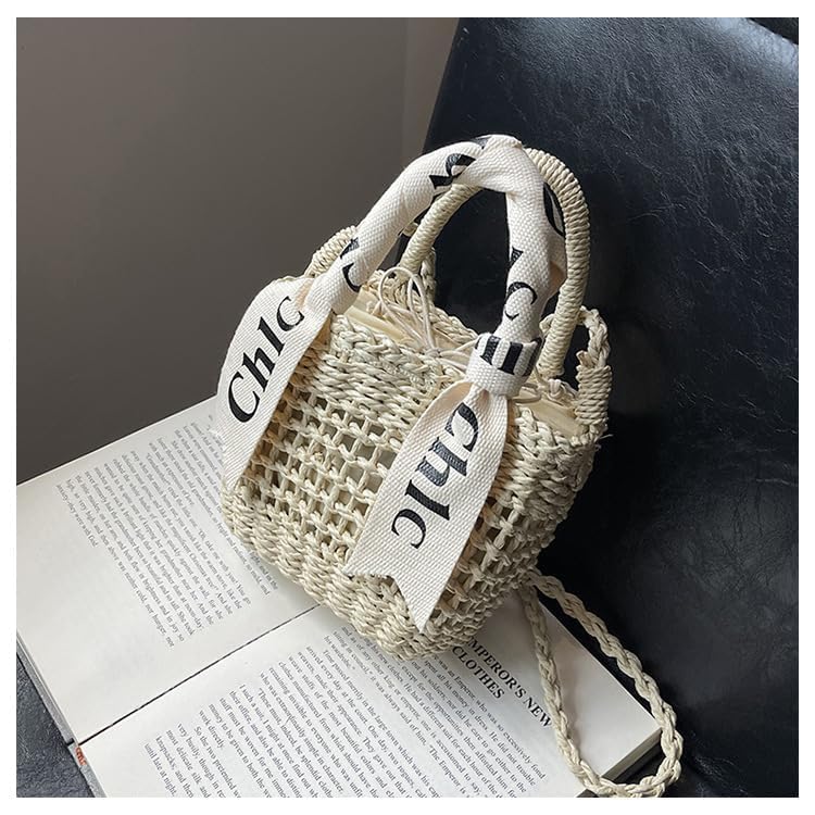 Image of Eiyye Straw Purse Top Tote Shoulder Bag Girl Coin Purse Crossbody Vacation Drawstring Opening