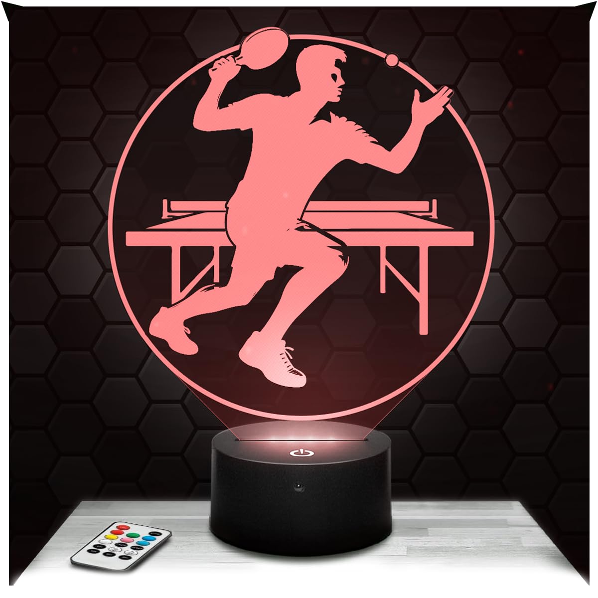Lampephoto.fr - 3D Table Tennis Ping-Pong Racket Sport Lamp Touch Led Night Light, 3D Hologram Effect, Christmas Birthday Gift Idea for Men Women, Room Decoration Object