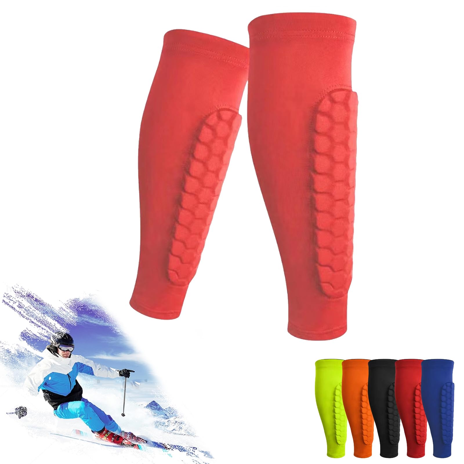 Achilles Shinbang Shields, Frost Armours Ski Shields, Shin Defender Shin Guards, Ski Shin Guards, Shindefender Shin Guards, Soccer Shin Guard, Shin Guards Soccer Adult for Sports (Red, XL)