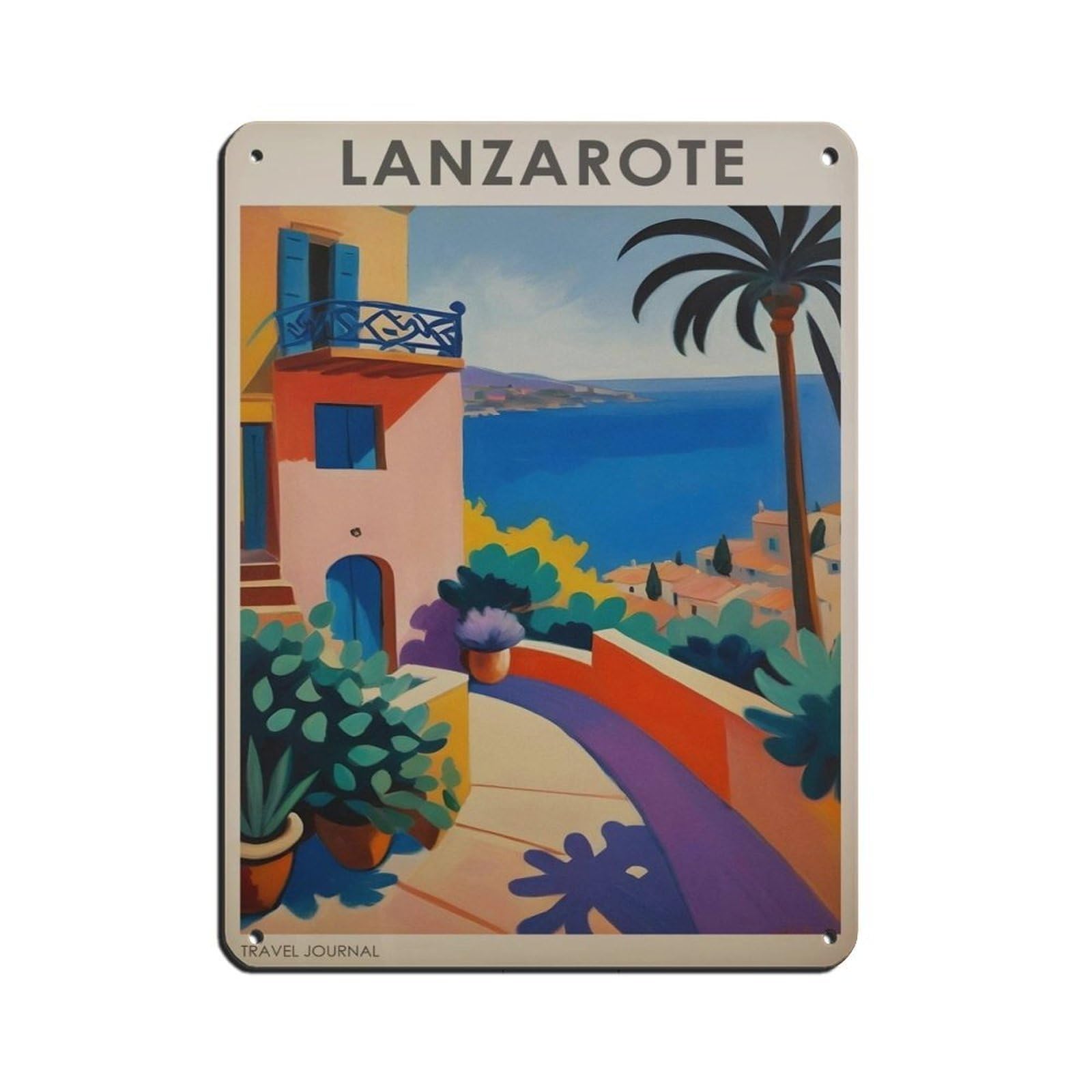 Lanzarote Travel, Spain Travel Gift Tin Sign Vintage Metal Pub Club Cafe Bar Home Wall Art Decoration Poster Retro 12x16inch(30x40cm)