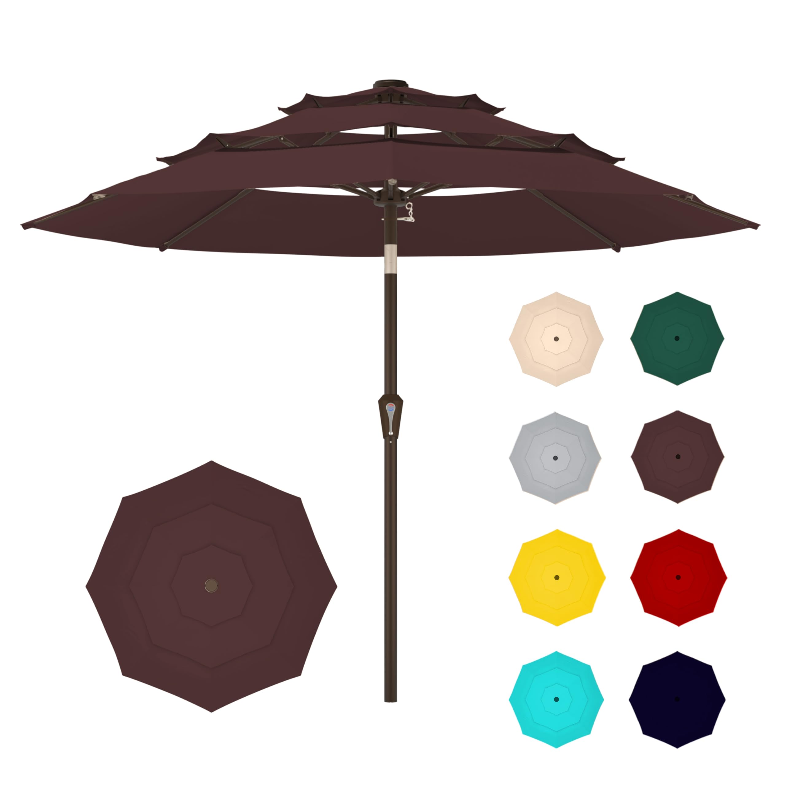 Ayge 9FT 3-Tier Brown Patio Umbrella