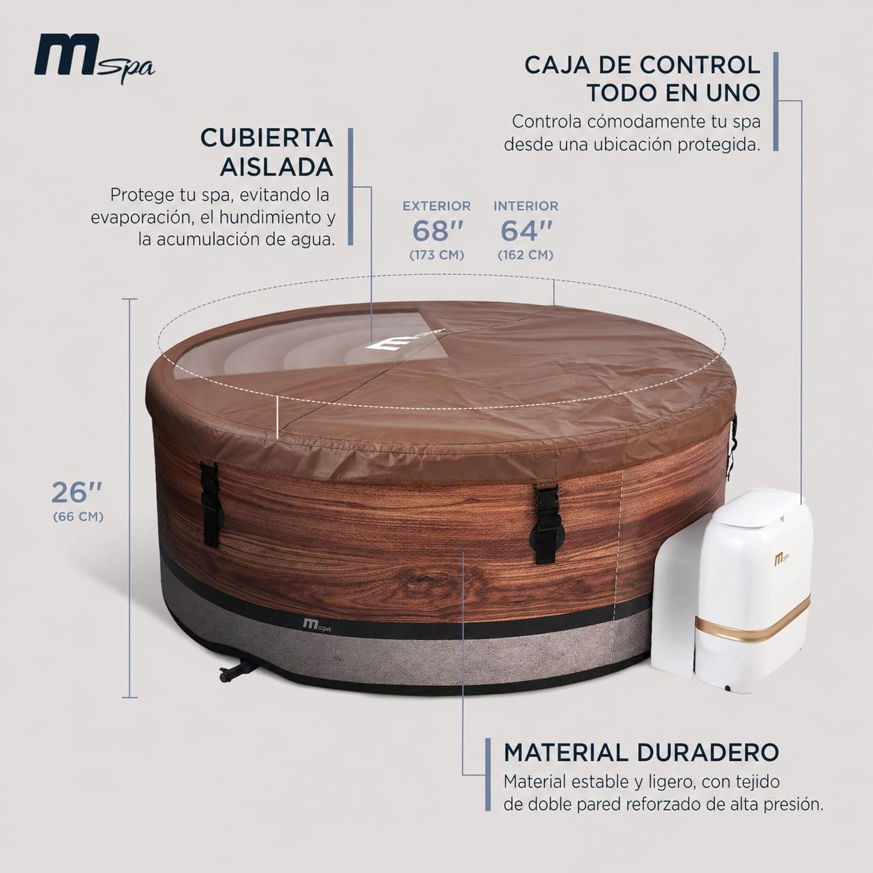 MSpa Duet-Eco SPA Hinchable semirrígido Circular 4-6 Personas con hidromasaje Air Jet, calefacción, filtración Inteligente, ozono y desinfección UVC