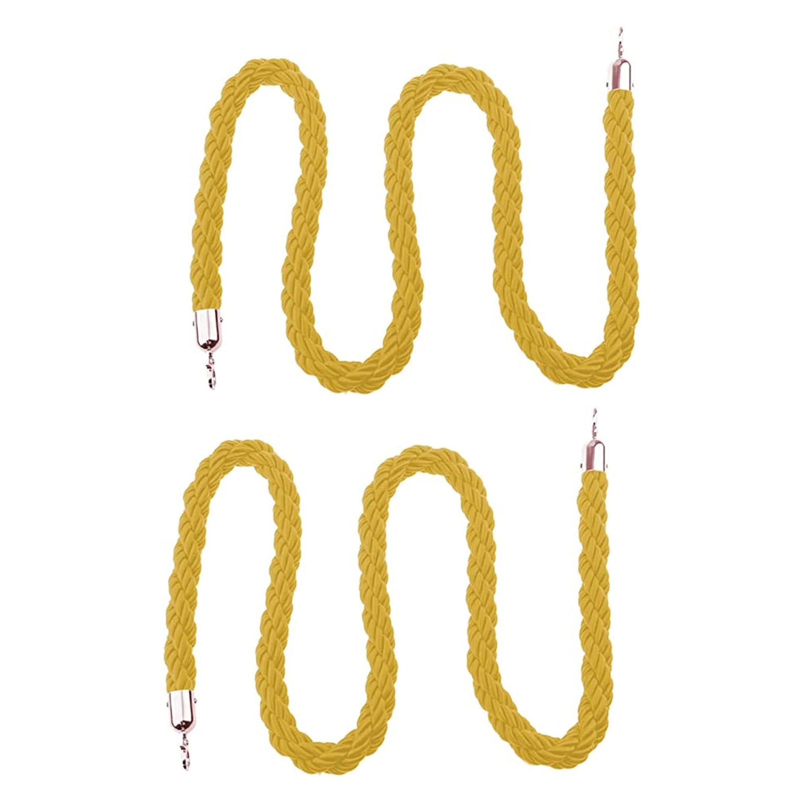 GDMDPTE Yellow Rope Safety Barrier - 2m Braided Hemp Crowd Control with Silver Stanchion Effective Queue Management Solution for Events and Venues