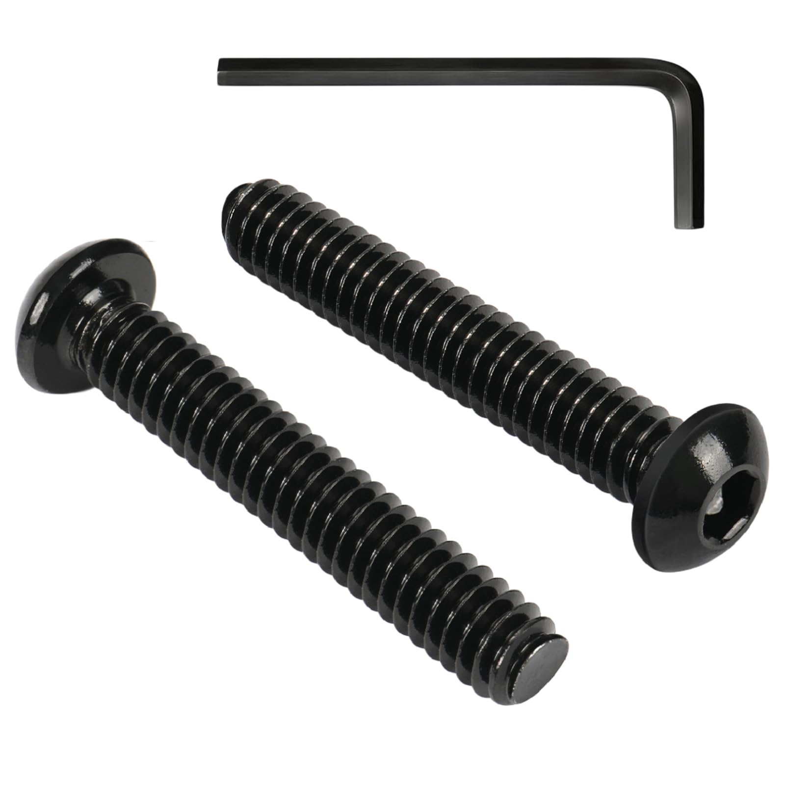 VGBUY 45Pcs 1/4-20 x 1-1/4" Button Head Socket Cap Bolts Screws,304 Stainless Steel 18-8,Black Zinc Plating,Fully Threaded,With Spanner Allen Hex