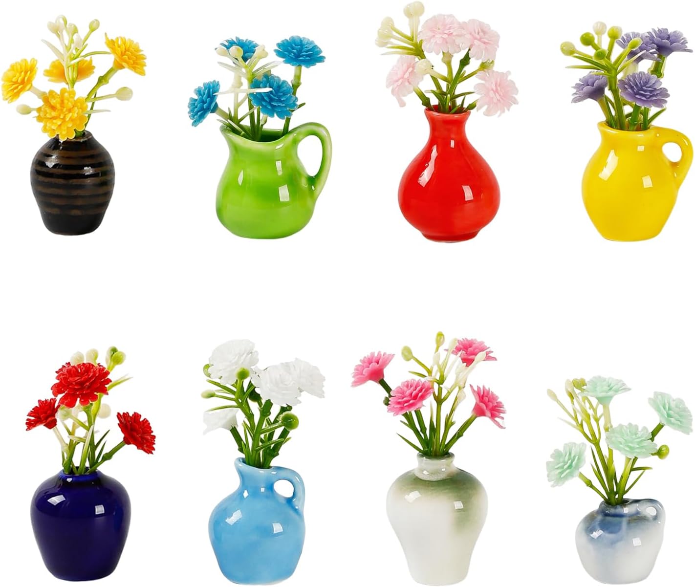 Mini Vase Magnets for Fridge, Cute Ceramic Vases Magnets for Refrigerator, 8 Pcs Magnetic Vases with 16 Pcs Artificial Flower Set for Kitchen Locker Office Decoration Mini Vase Magnets for Fridge, Cute Ceramic Vases Magnets for Refrigerator, 8 Pcs Magnetic Vases with 16 Pcs Artificial Flower Set for Kitchen Locker Office Decoration