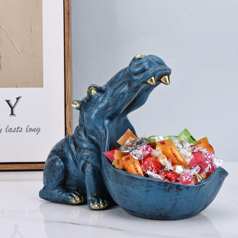 Statue D'hippopotame En Résine D'entrée, Support Multifonctionnel Pour Boucles D'oreilles, Bijoux, Bonbons, Idéal Pour La Décoration De La Maison