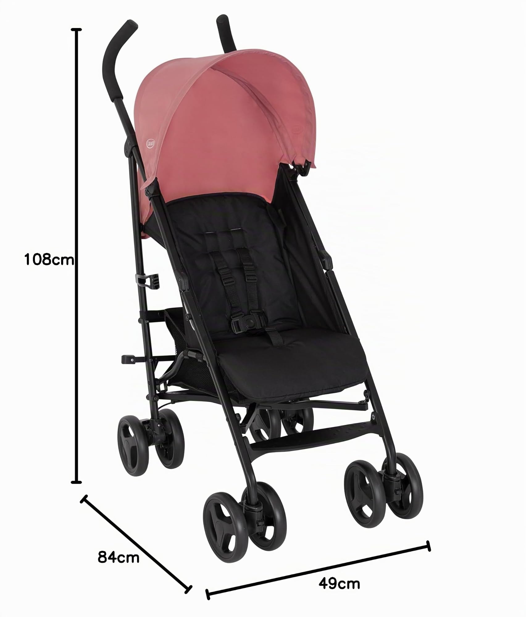 Graco EZLite Leichter Reisebuggy, von der Geburt bis ca. 3 Jahre (0-15 kg), Dusty Rose