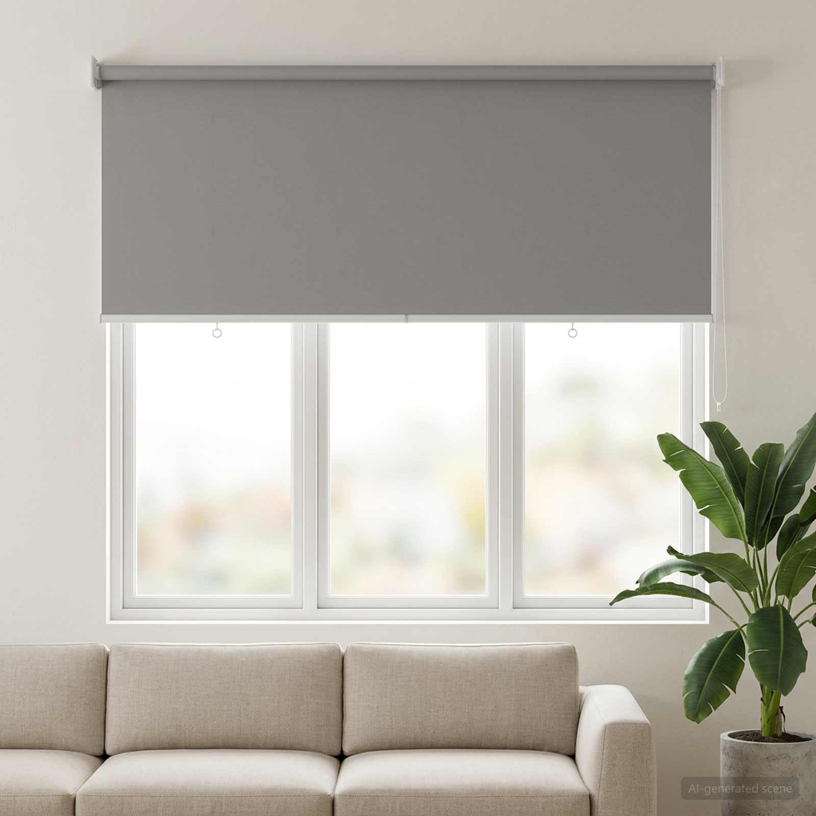 Tenda avvolgibile in poliestere grigio chiaro | Montaggio a Parete o Soffitto, Anti-abbagliamento, Controllo Termico, Protezione Privacy