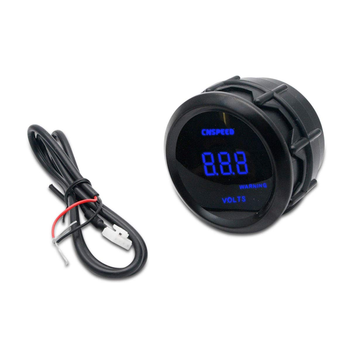 MASO Digital Volt Voltage Gauge High Accuracy Voltmeter for Car/Trunk/Motor, 52 mm/2 In LCD, 0-15V, Blue LED Display&Red Warning Lamp