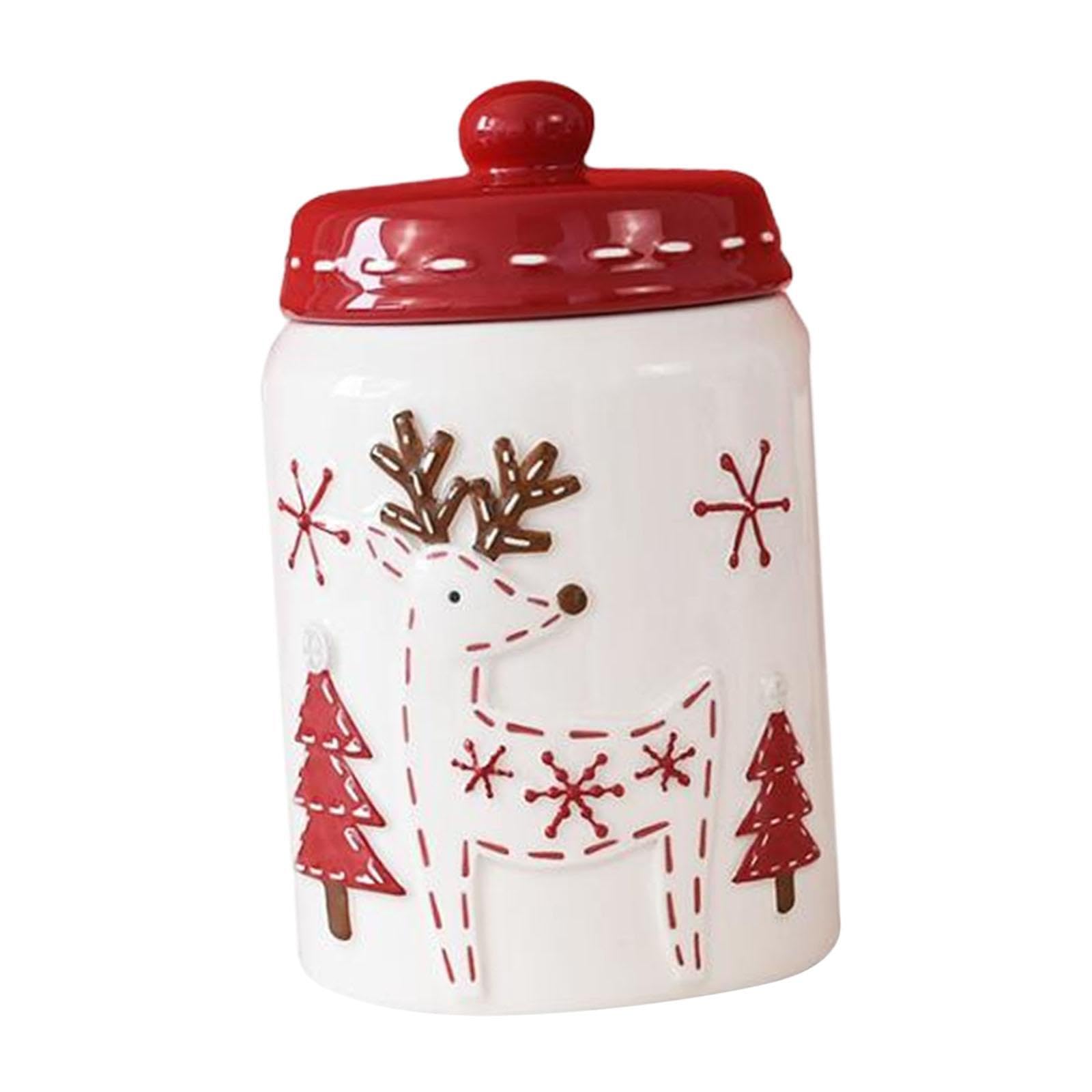 PIXZCSA Ceramic Canister Holiday Cookies Offers Decorative Functionality And Practical Storage Which Is Easy To Clean Snack Canister Simple Storage Tea Jar