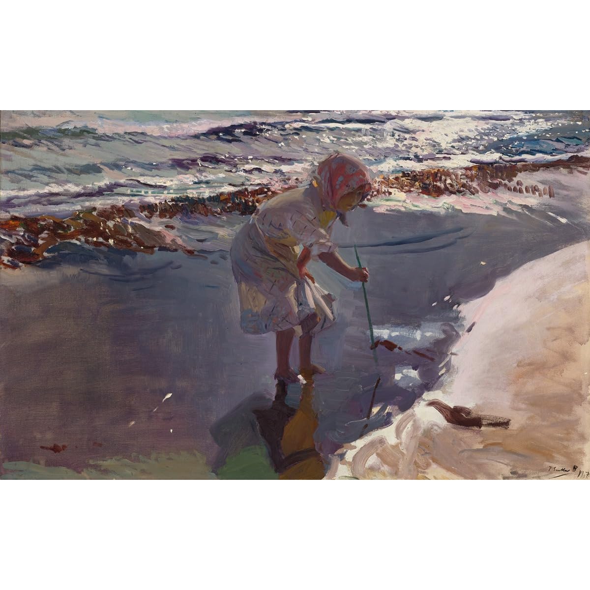 Joaquín Sorolla Buscando Mariscos toile 76x101 cm impression grand format d'art - 2