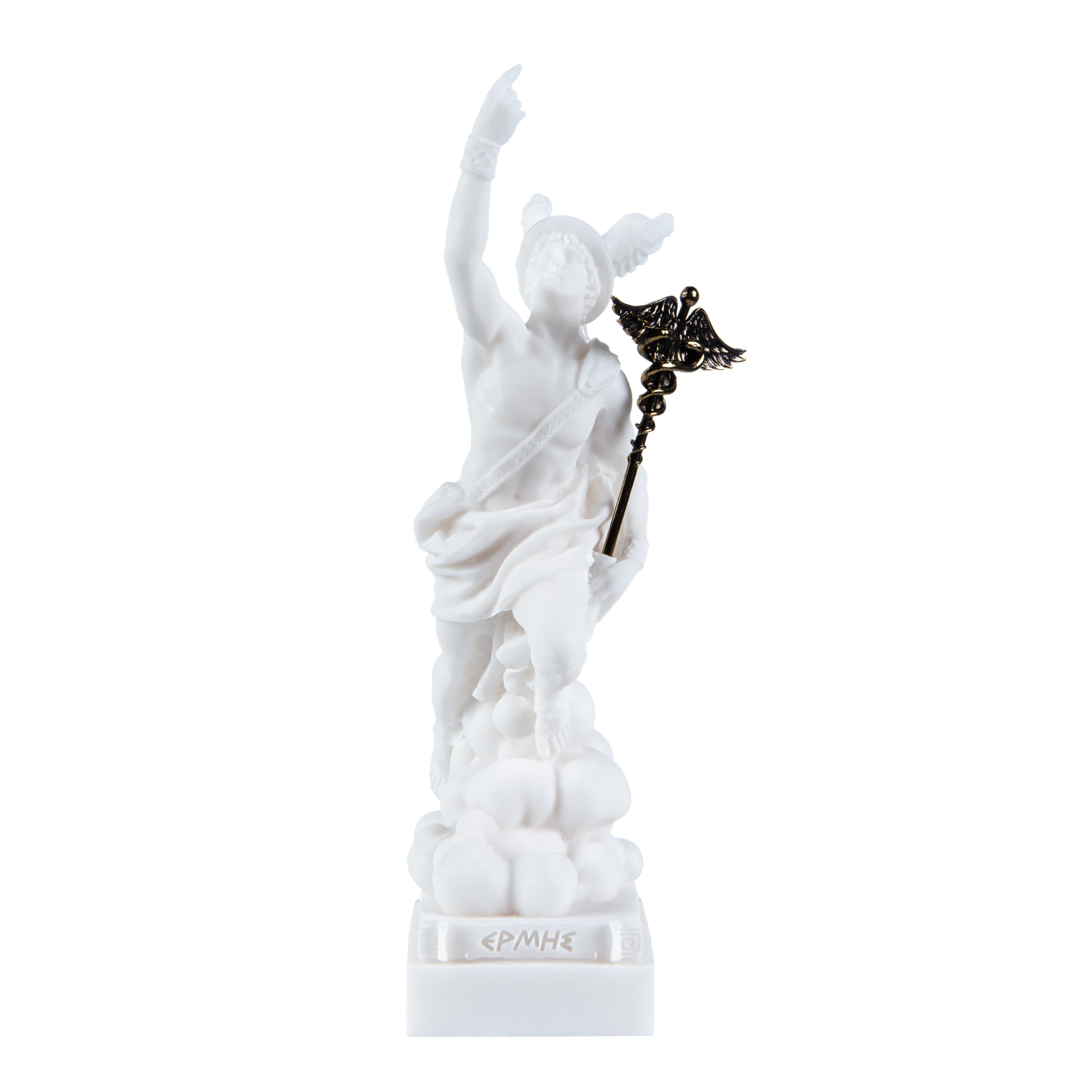 Hermes Mercury God Zeus Son Roman Statue Alabaster 7 Inches (17.78 cm)