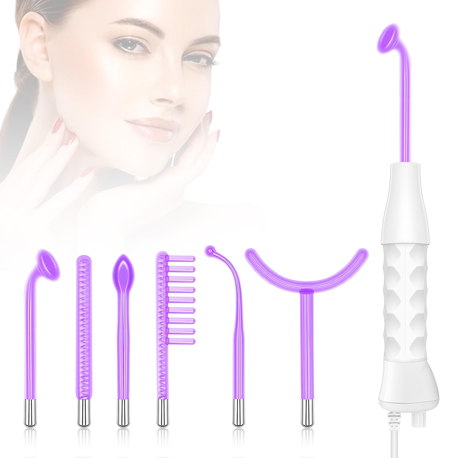 Hochfrequenz-stab Gesicht, Blayram High Frequency Wand mit 6 Glasröhren für Hautstraffung, Aknebehandlung, Gesichtsmassagegerät, Faltenreduzierung