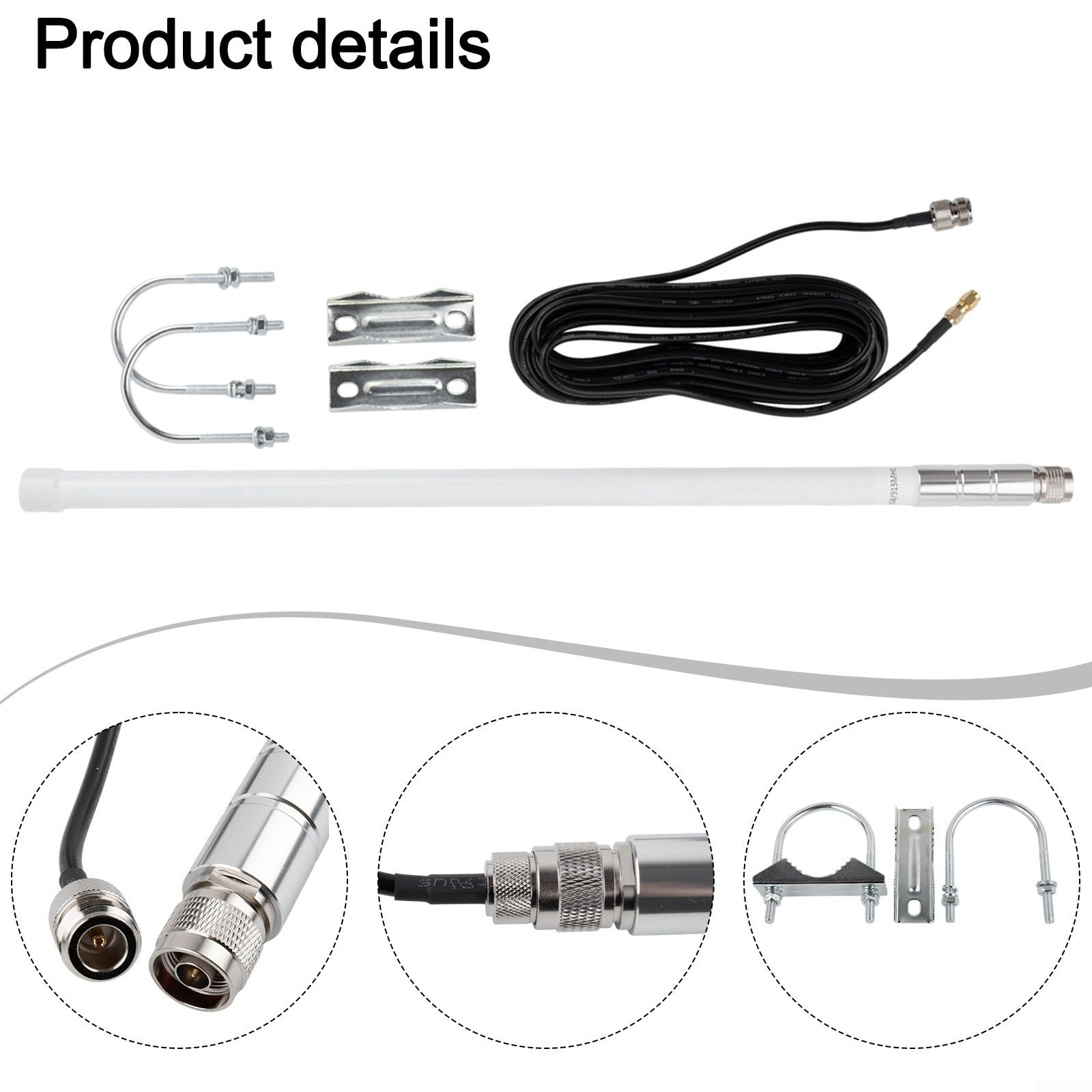 Antenne omnidirectionnelle en fibre de verre 12dBi pour LoRa Helium Miner avec câble RG58 de 8 m Connecteur N 868 MHz EU915 MHz US résistant aux intempéries pour Bobcat pour nebra pour rak Syncrobit