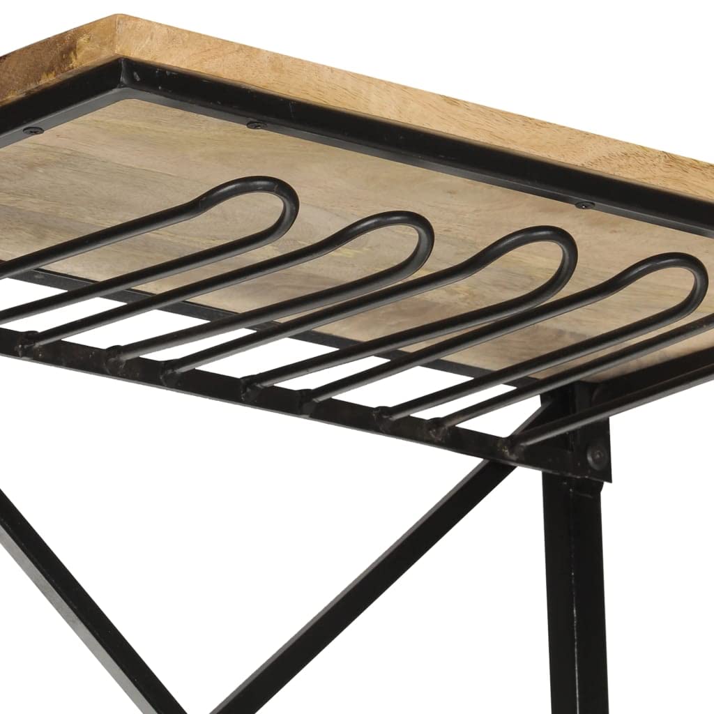 Traktor-Weinschrank Weiß aus rauem Mangoholz und Metall, 49x31x172 cm, 9 Flaschenhalter, 2 Ablagen, stehend, platzsparend, für Küche, Esszimmer, Wohnzimmer, Bar und Keller