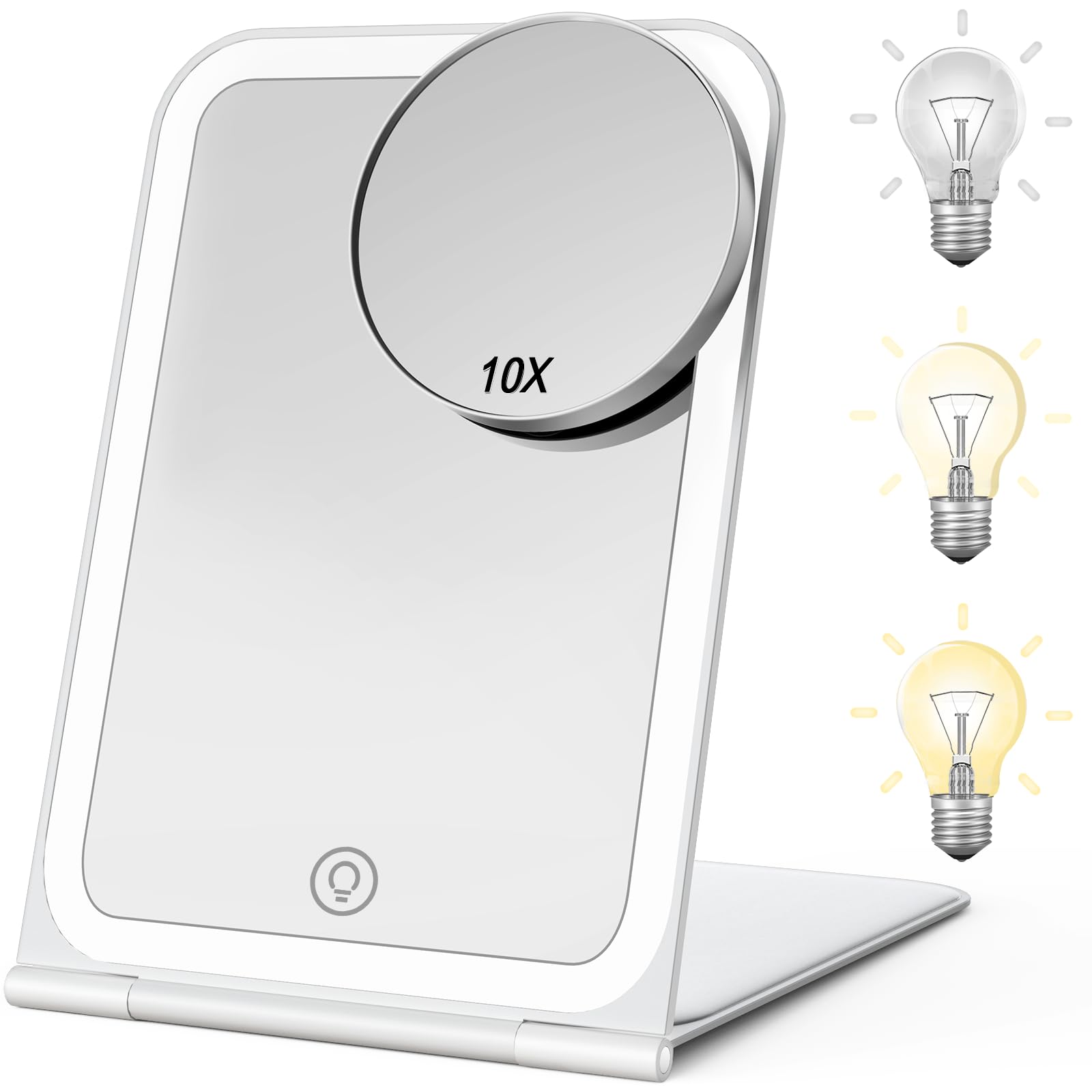 KerMiCiTravel Makeup Vanity Mirror with 72 LED Lights, Portable Lighted Makeup Beauty Mirror with 10X Magnifying Mirror