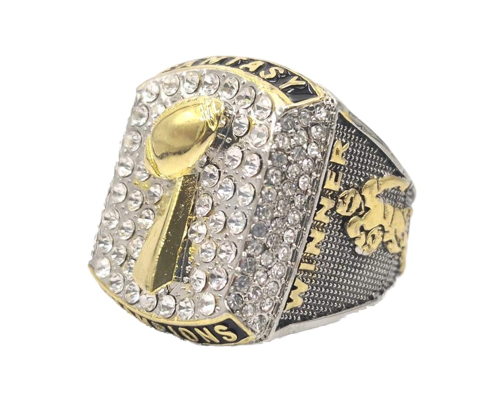 Fantasy Football Championship Silver & Gold Rings Three Dimensional Trophies Prize(with Paper Box,13)