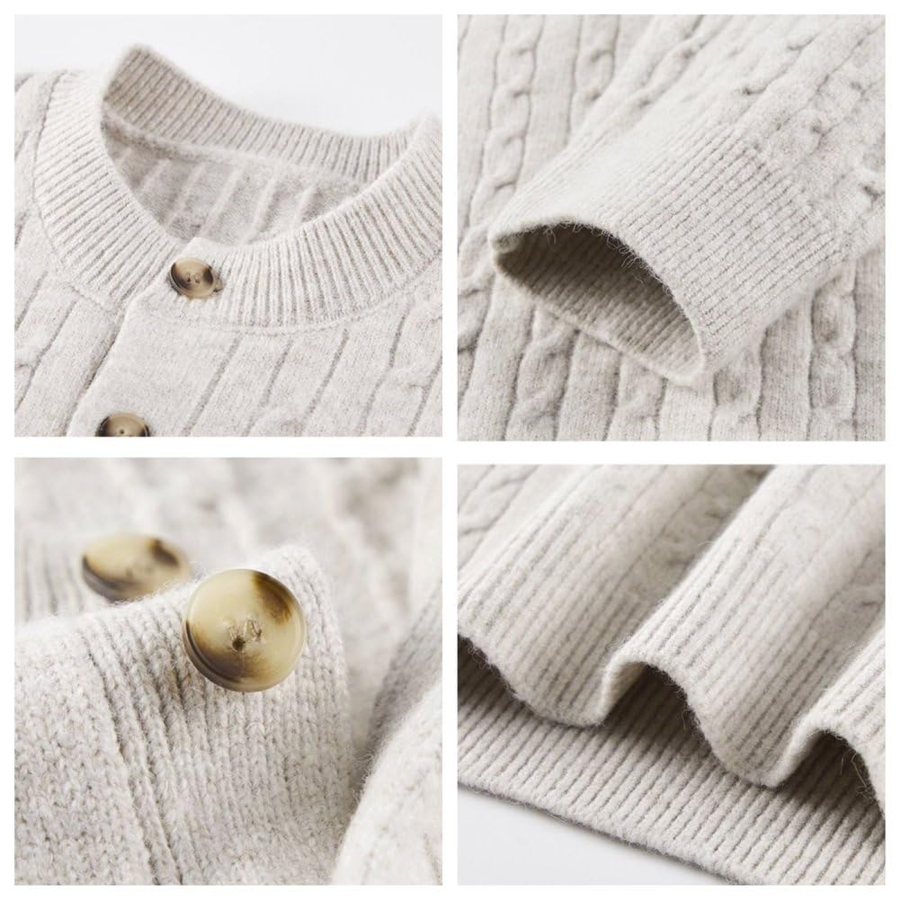 Pull Décontracté En Tricot Texturé À Col Boutonné Pour Homme Couleur Unie Manches Longues Ample