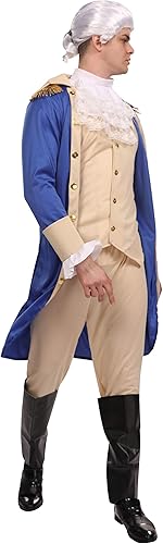 Miniatura 8 de Maxim Party Supplies Disfraz de patriota colonial de George Washington para adultos, disfraz de presidente de 4 piezas