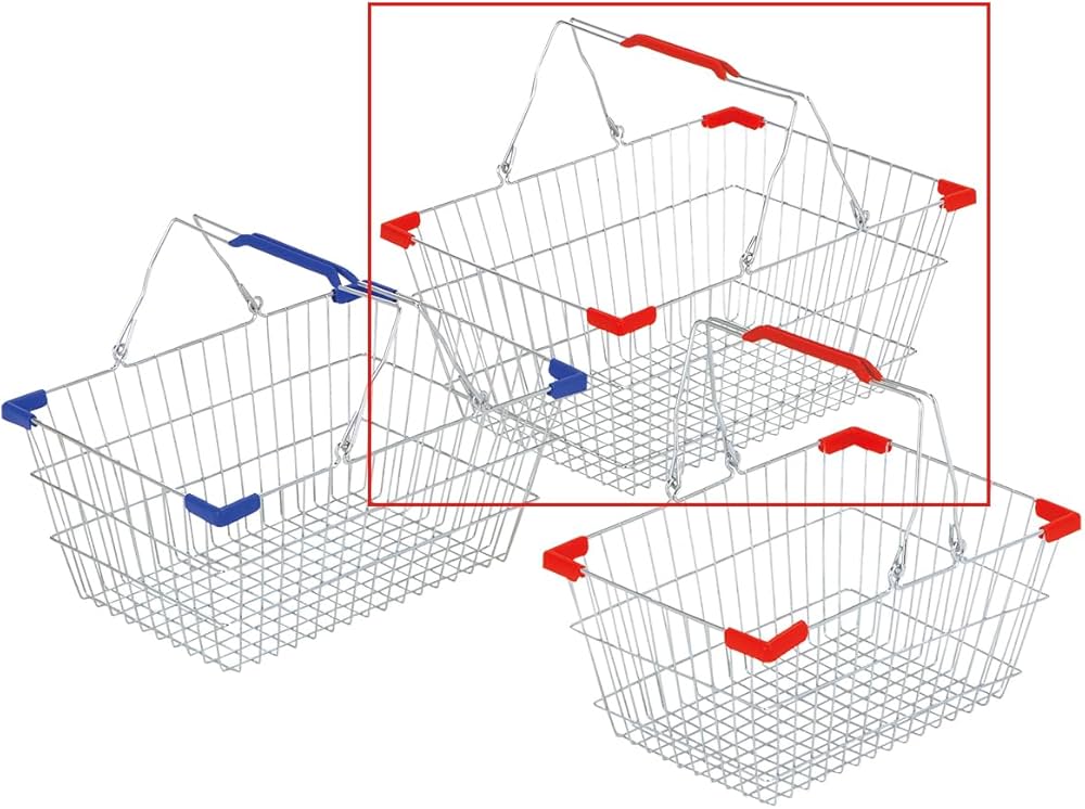 Amazon.co.jp: スチール製 買い物 カゴ レッド L 幅45(下部35)×奥行32