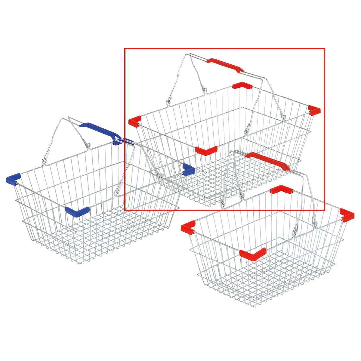 Amazon.co.jp: スチール製 買い物 カゴ レッド L 幅45(下部35)×奥行32