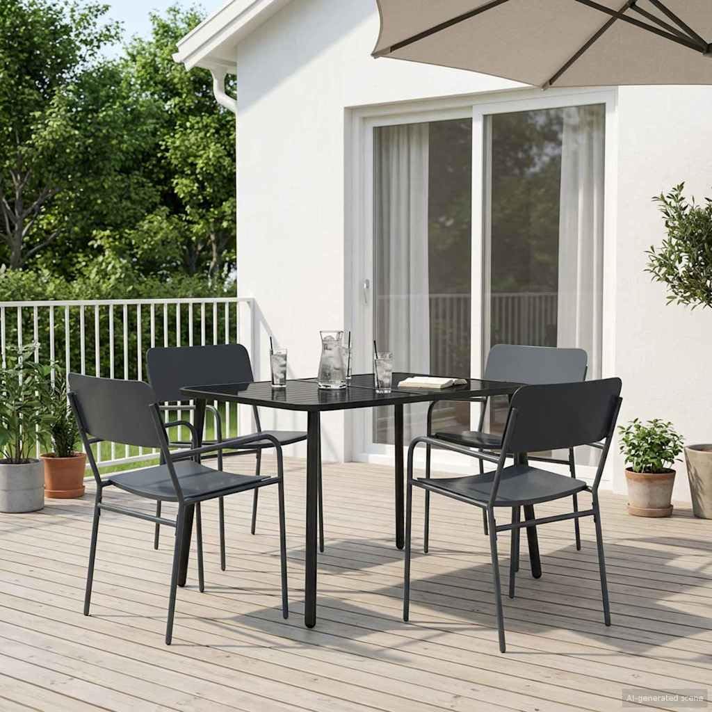 Genérico Conjunto de Comedor 5 uds. Antracita Acero,Mobiliario,Conjuntos de Muebles,110 x 80 x 72 cm-3422854