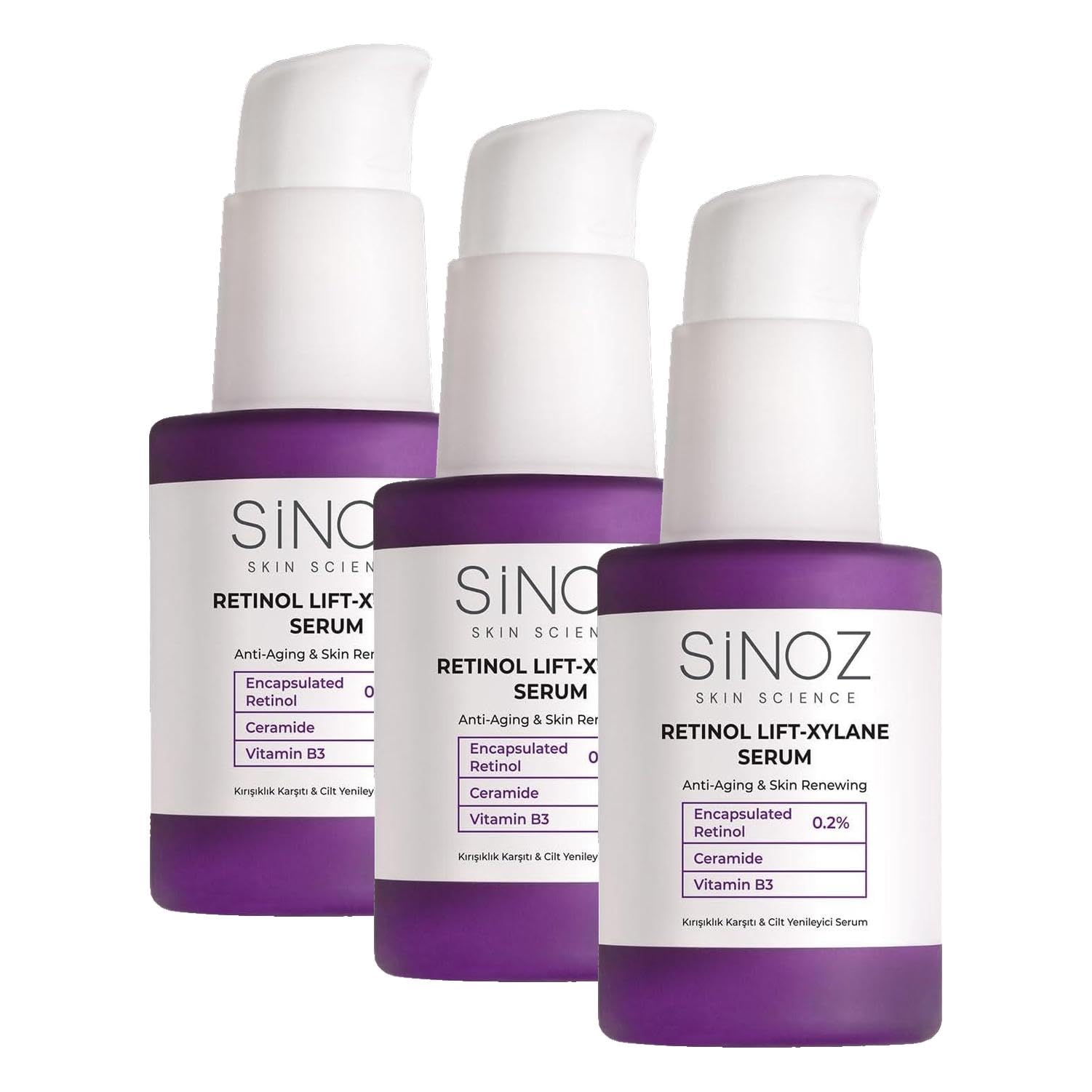 Sinoz Retinol Lift-Xylane Kırışıklık Karşıtı & Cilt Yenileyici Serum 30 Ml. (3 paketi)