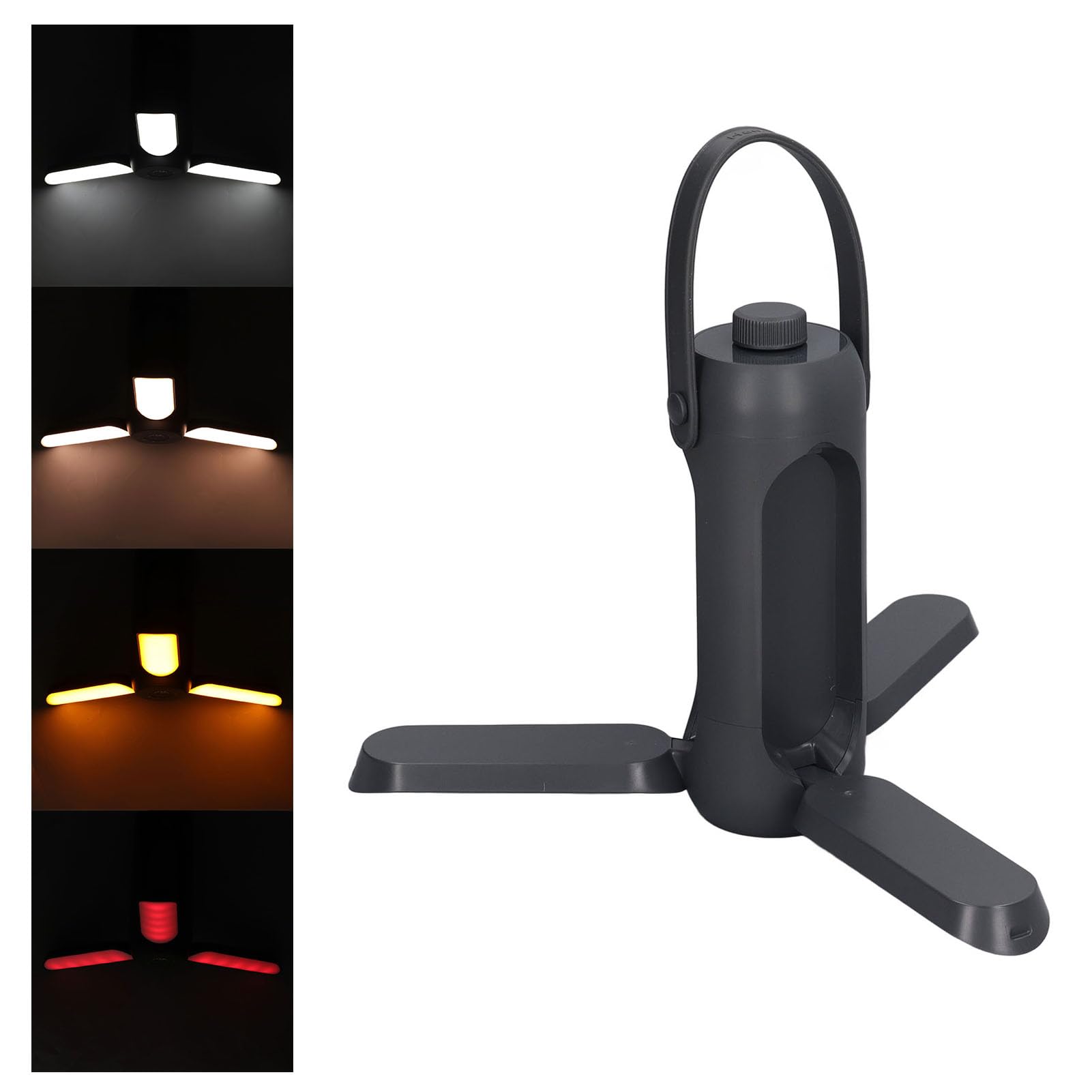 Fafeicy Lanterna da Campeggio Ricaricabile da 10000 MAh con 4 Pannelli Luminosi Regolabili 720LM Dimmerabile USB Power Bank Portatile per Campeggio Escursionismo Emergenza (Grigio scuro)