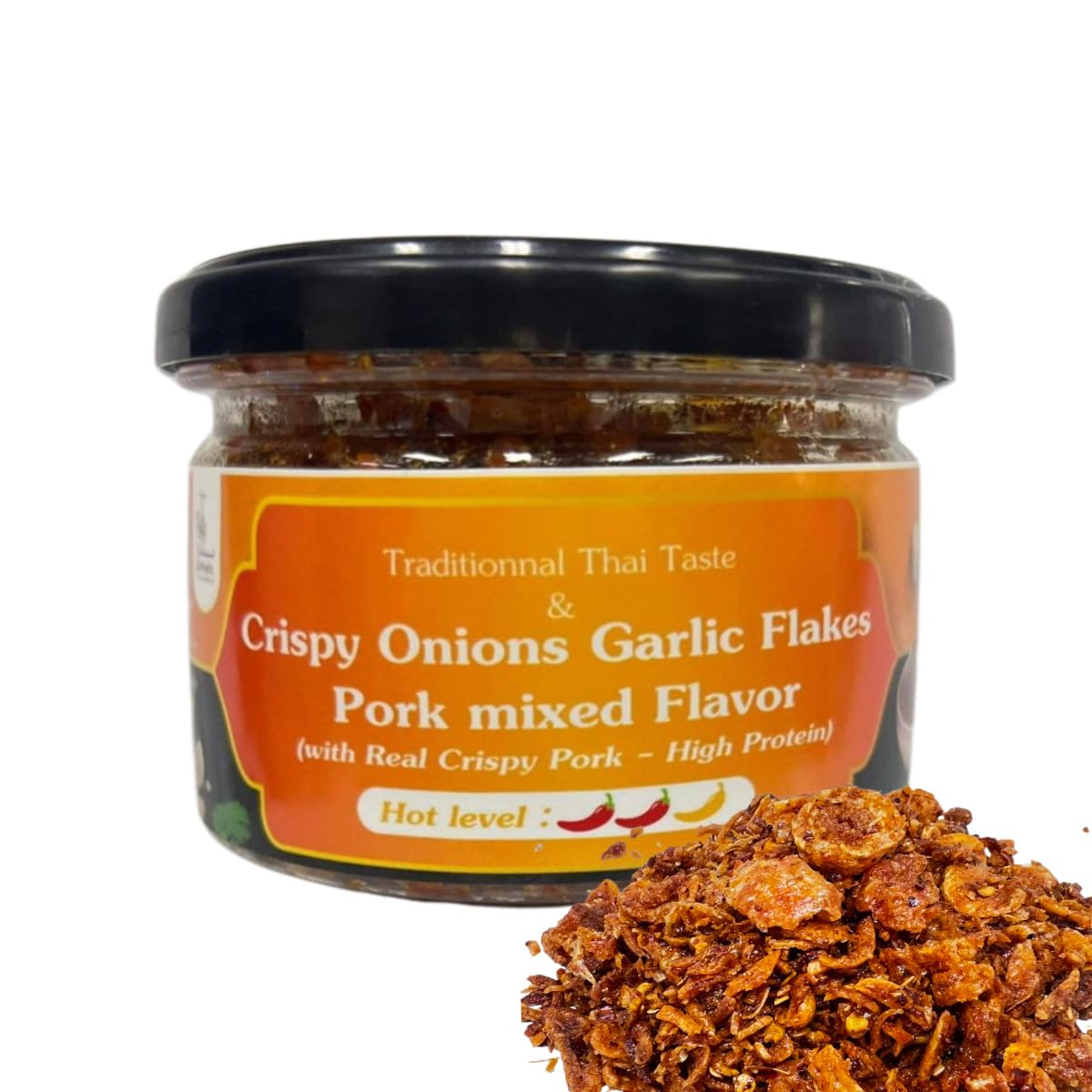 Crispy Garlic & Spicy Onion, High Protein & Vitamin, Ramen Pizza Burgar Rice & Salad Topping, Healthy Snack (Medium (5.3 oz 150g), Crispy Pork)