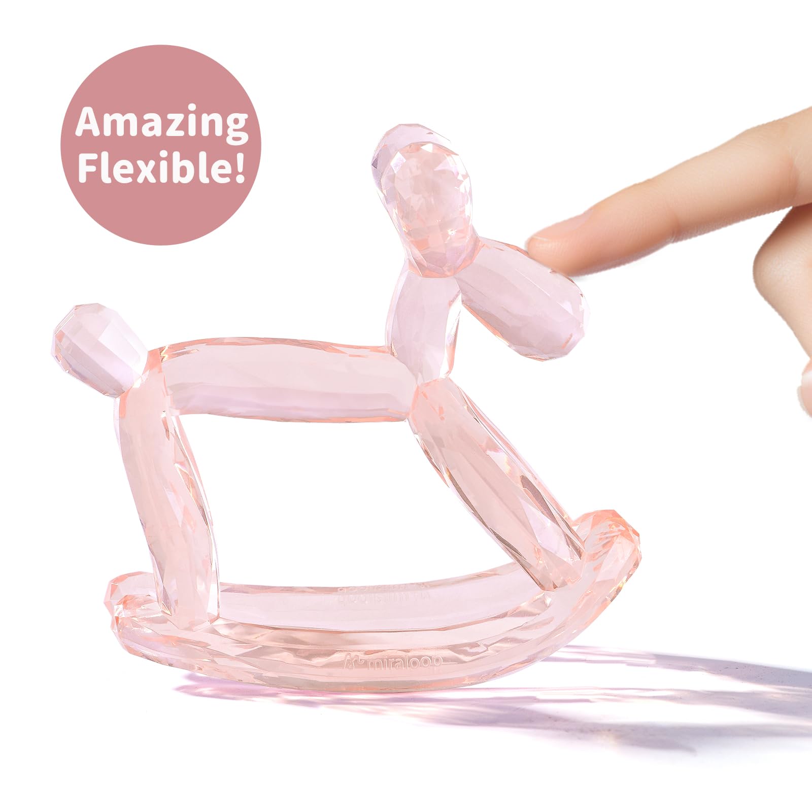 Crystal Jelly - Mordedor para bebés de 3 a 6 meses, juguete de silicona para dentición de mano, sin BPA, inodoro, evita la asfixia, seguro para bebés (cuarzo rosa)