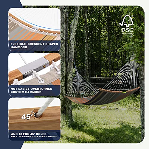 Patio Watcher 11 Ft Quick Dry Hammock Folding Curved Bamboo Spreader Bar Portable Hammock For Camping Outdoor Patio Yard Beach, Water Resistance And Uv Resistance #TOP4