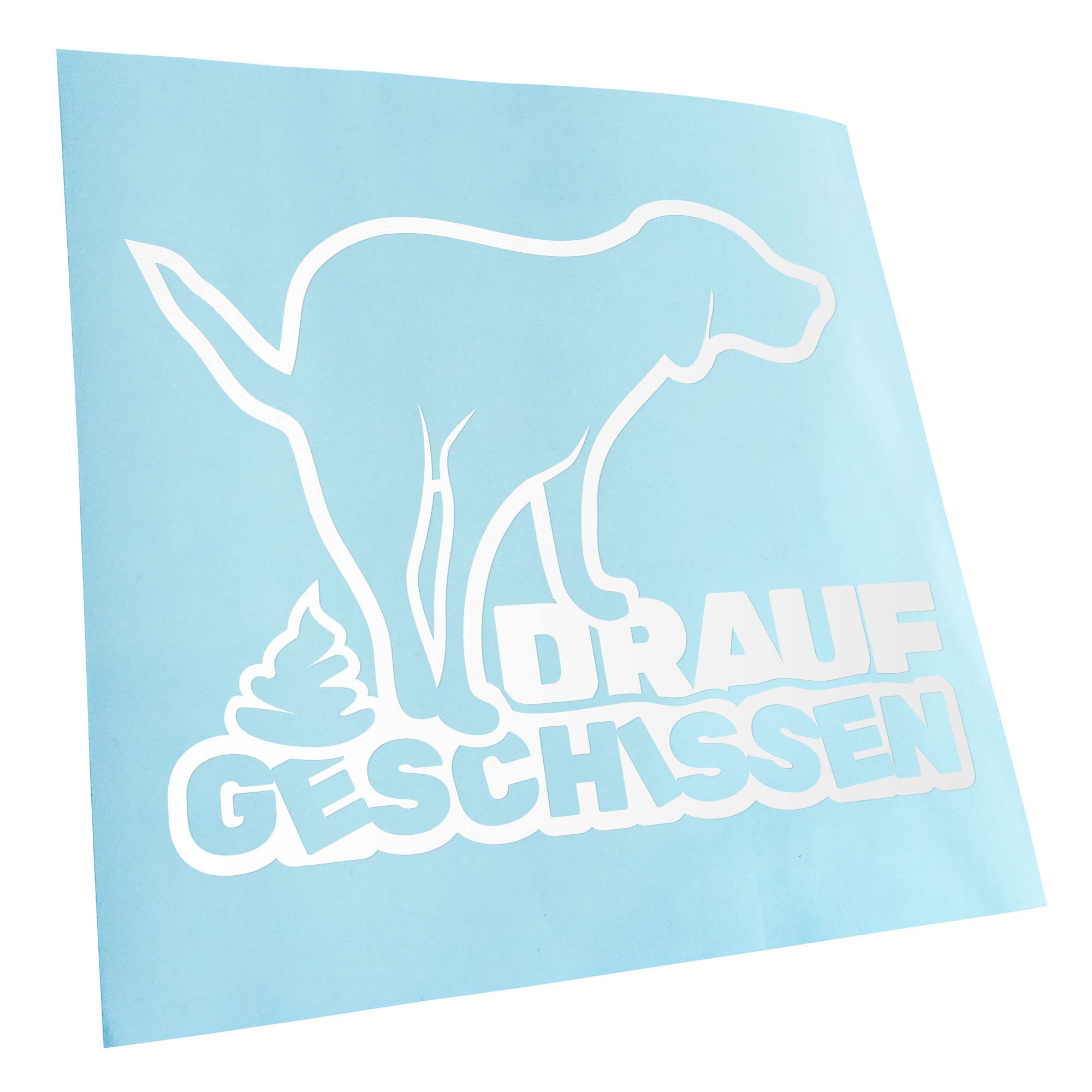 Kiwistar - Car Sticker - White - 60 x 48 cm Drauf geschissen - Scheiße - Kacke - Rear Window Car Sticker Weatherproof for Car Truck Moped Truck - Sticker Exterior Self-Adhesive Tuning Accessories for