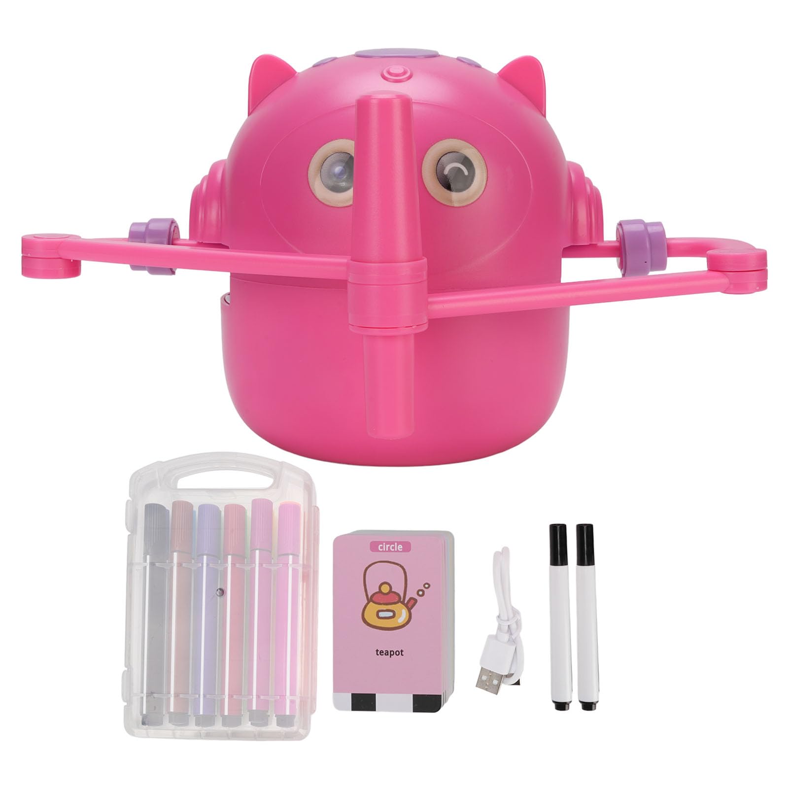 Robot da disegno per bambini, set di robot educativi da disegno con 100 carte da disegno per l'insegnamento, 12 penne da disegno colorate, USB Automatic Painting Interactive