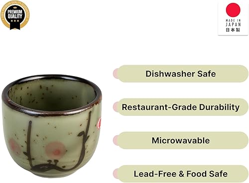 Miniatura 2 de JapanBargain 2755 - Juego de 2 tazas de sake de porcelana japonesa auténtica, aptas para microondas, 1.5 onzas, fabricadas en Japón