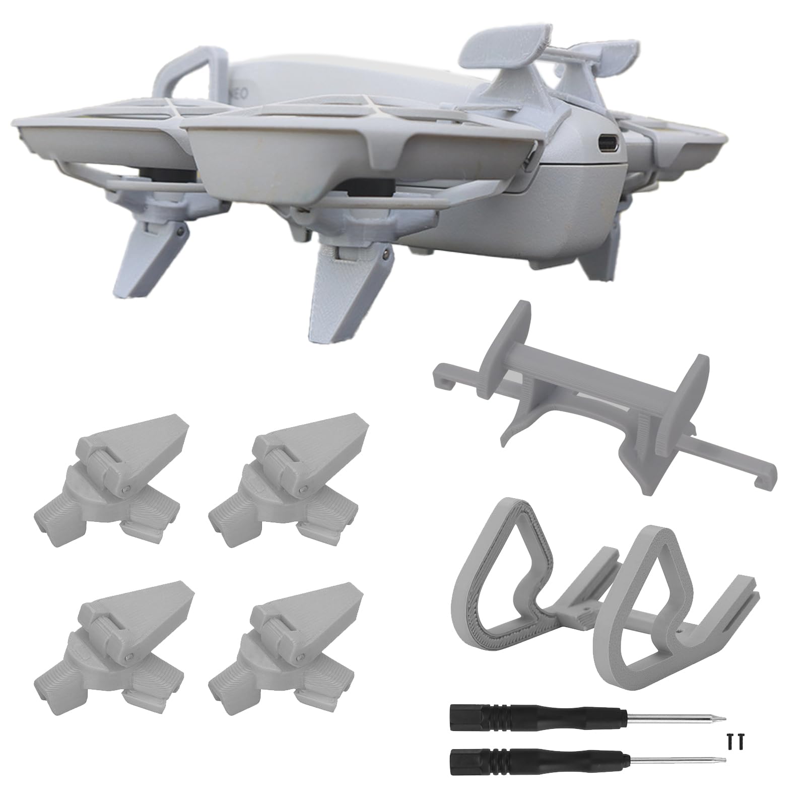 Tuvzylory for DJI Neo Gimbal Bumper Guard for DJI Neo Accessories,Bumper Collision bar, Handheld Drone NEO Folding Height Height Increasing Tripod Accessories (Gray Bumper+Tripod+Tail)