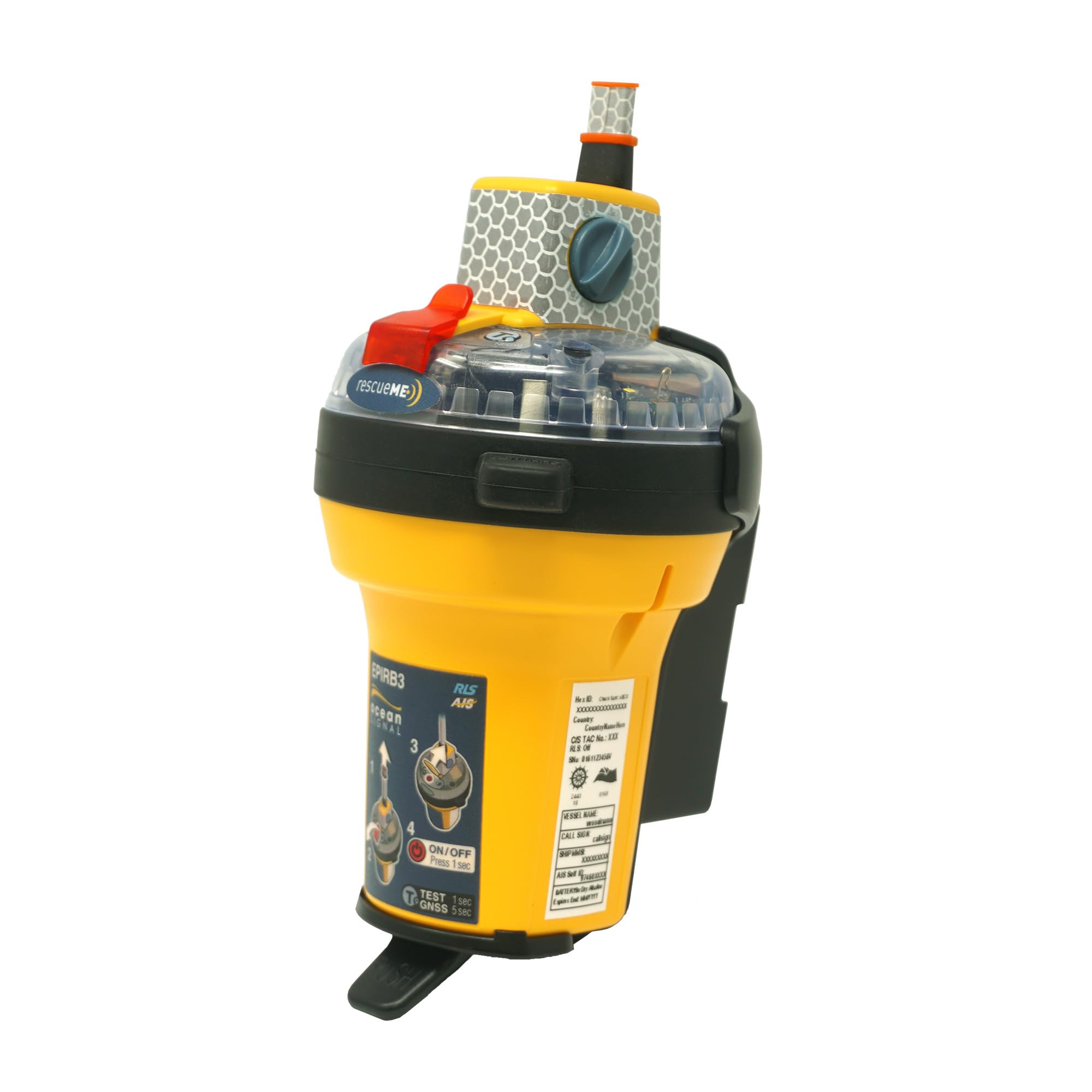 Ocean Signal rescueME EPIRB3 Balise GPS de Détresse Marine 406 MHz avec AIS Intégré et NFC Batterie 10 Ans Autonomie 48 H Flottante Étanche pour Sécurité en Mer