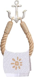 Amerla Nautical Anchor Toilet Paper Holder Rustic Industrial Wall-Mounted Towel Ring with Metal Hook for Bathroom Decor (White)