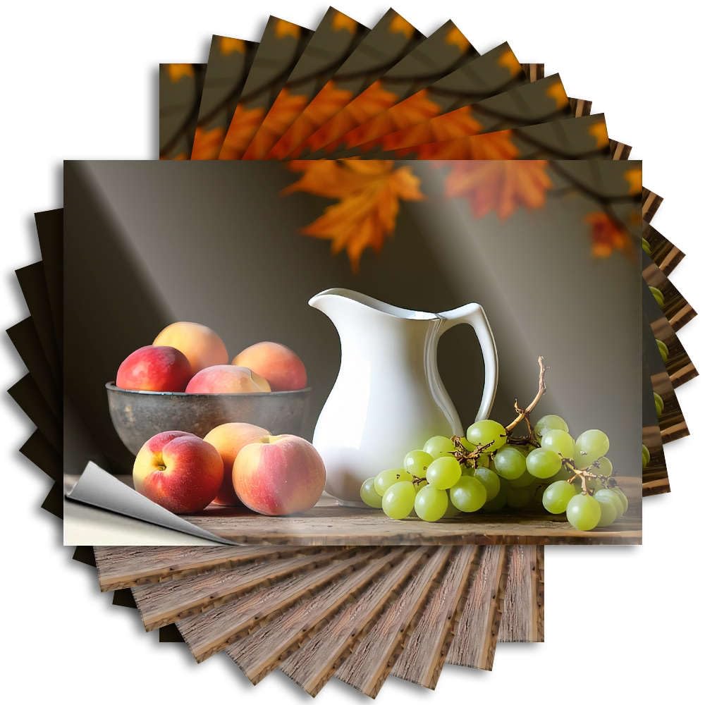 Decals Winter Easy Apply | A Still Life with Peaches, Grapes and Pitcher. Coastal Garage Peel and Stick(6X9CM)