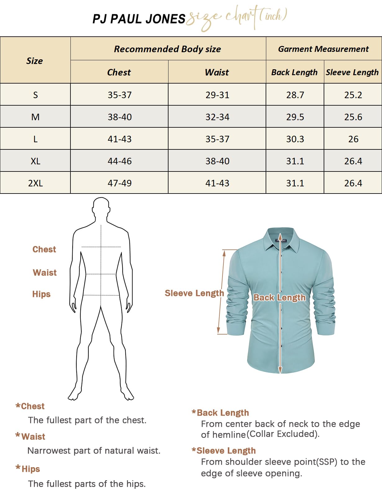 PJ PAUL JONES Camisas de manga larga con botones para hombre, sin arrugas, elásticas, sin pliegues, camisas de vestir informales de negocios