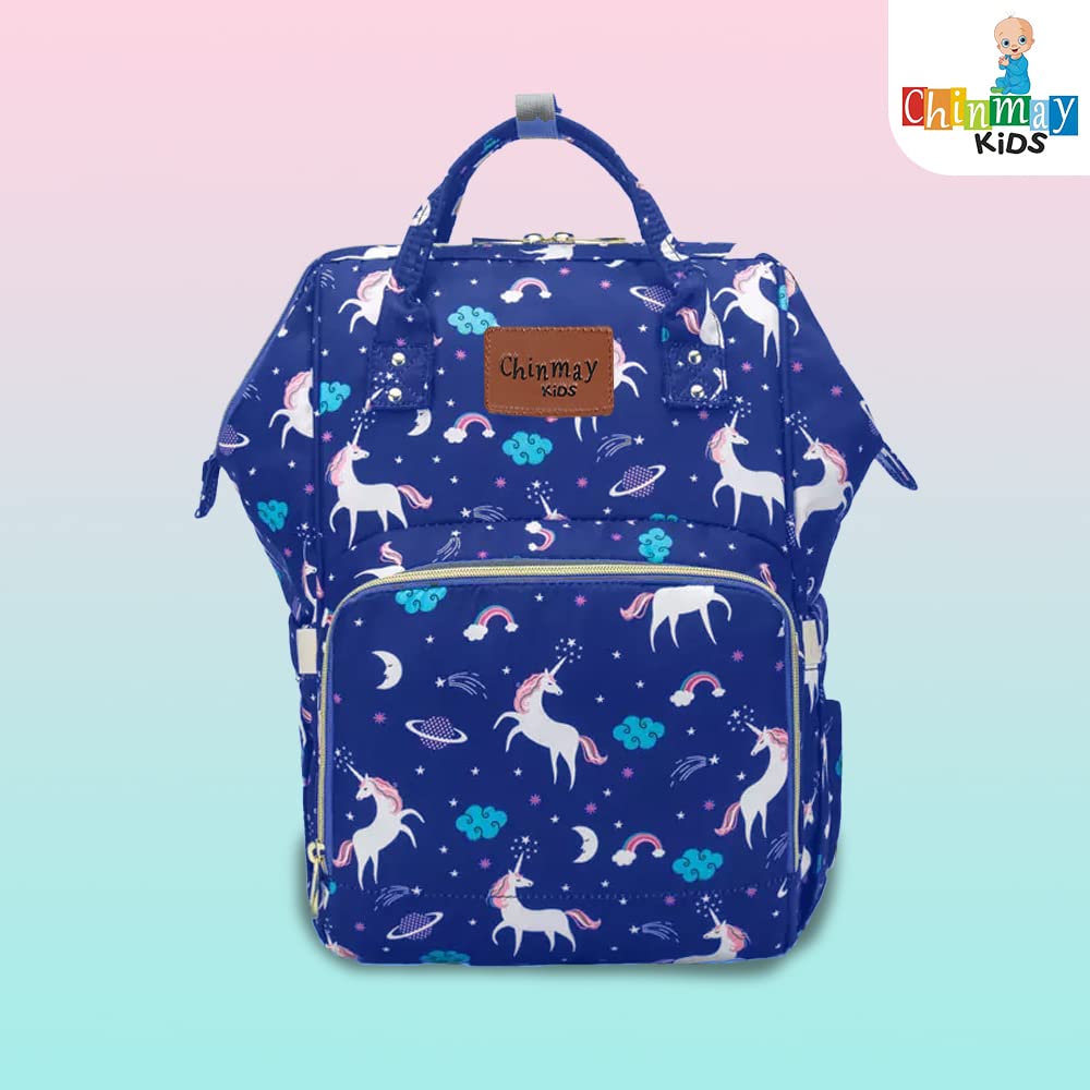 Chinmay Kids Diaper Bag Nursing Maternity Backpack, Waterproof Multifunctional Travel Bag Large Size (20 x 18 x 40 cms)(Blue) (Royal Blue Unicorn)