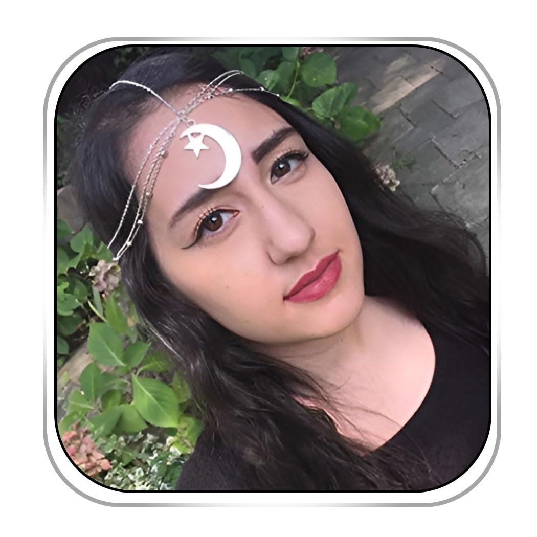 Leiorthrix Boho Moon Head Chain Star Pendant Hair Chain Jewelry Headpiece Wedding Hair Accessories for Women (Silver Ⅰ)