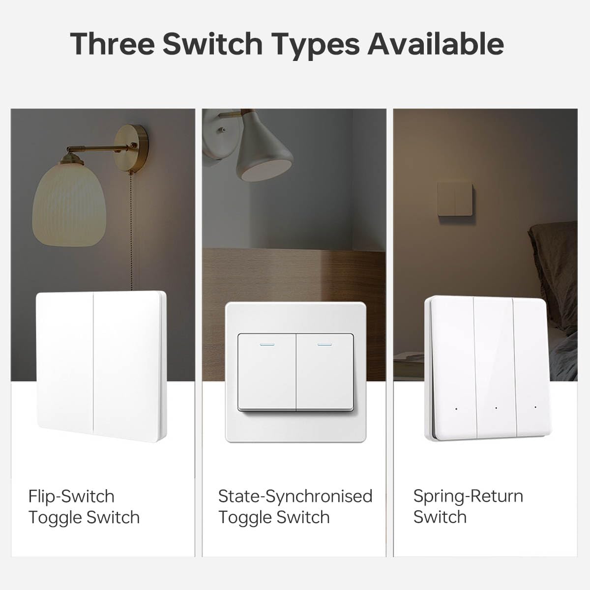 Commutateur intelligent Zigbee Commutateur ZigBee Mini commutateurs intelligents pour éclairage 2 voies 2x5A Neutre requis, pour la domotique, Compatible avec Alexa/Google Home Assistant,