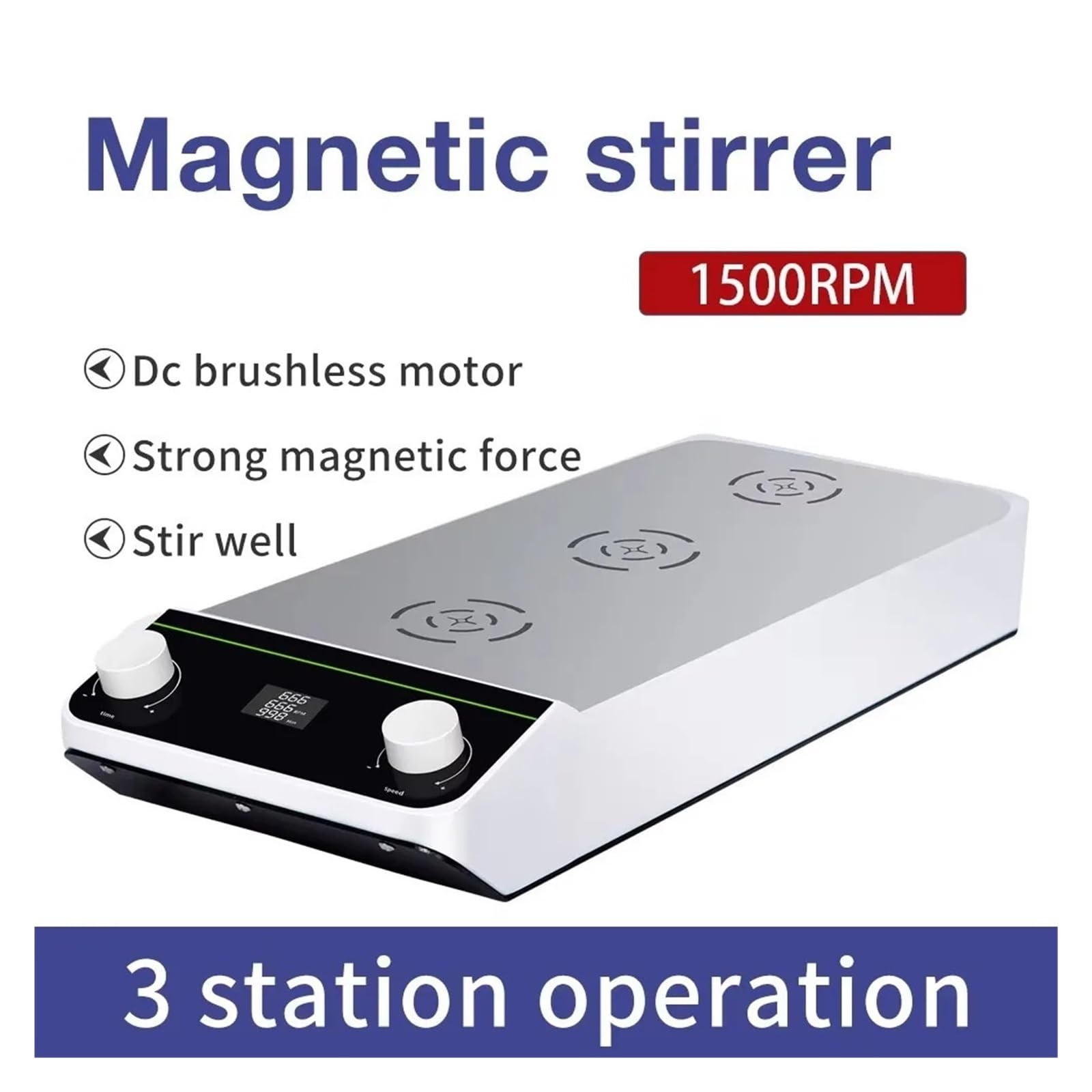 Agitatore Magnetico Multiplo Con Display LCD Da 3 Posizioni Da 1000 Ml Agitatore Da Laboratorio Con Barre Di Agitazione Velocità Regolabile 100-1500 Giri/min Attrezzatura Da Laboratorio