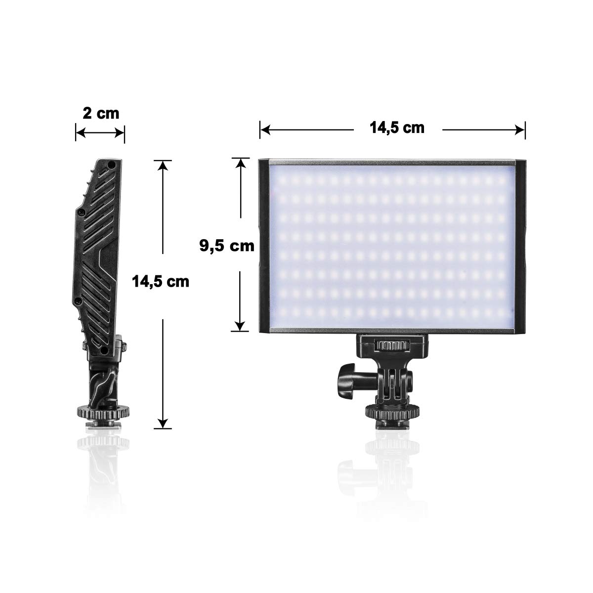 Walimex pro LED Niova 150 Bi Color Videoleuchte, On-Camera Fotolampe 15 W, Videolicht mit einstellbarer Farbtemperatur 3200-566 K, Studiolicht dimmbar