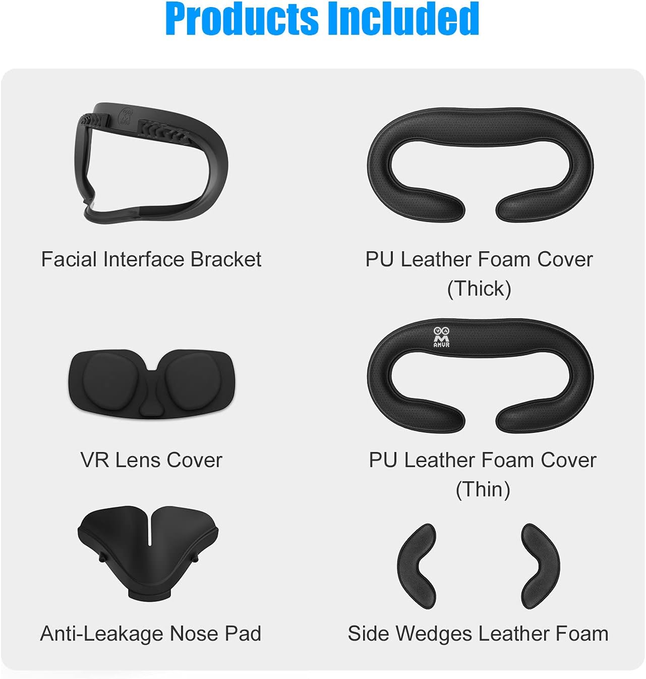 AMVR Resilient VR Facial Vent Soft Interface + AMVR Dual Handles Extension Grips for Playing Beat Saber Games