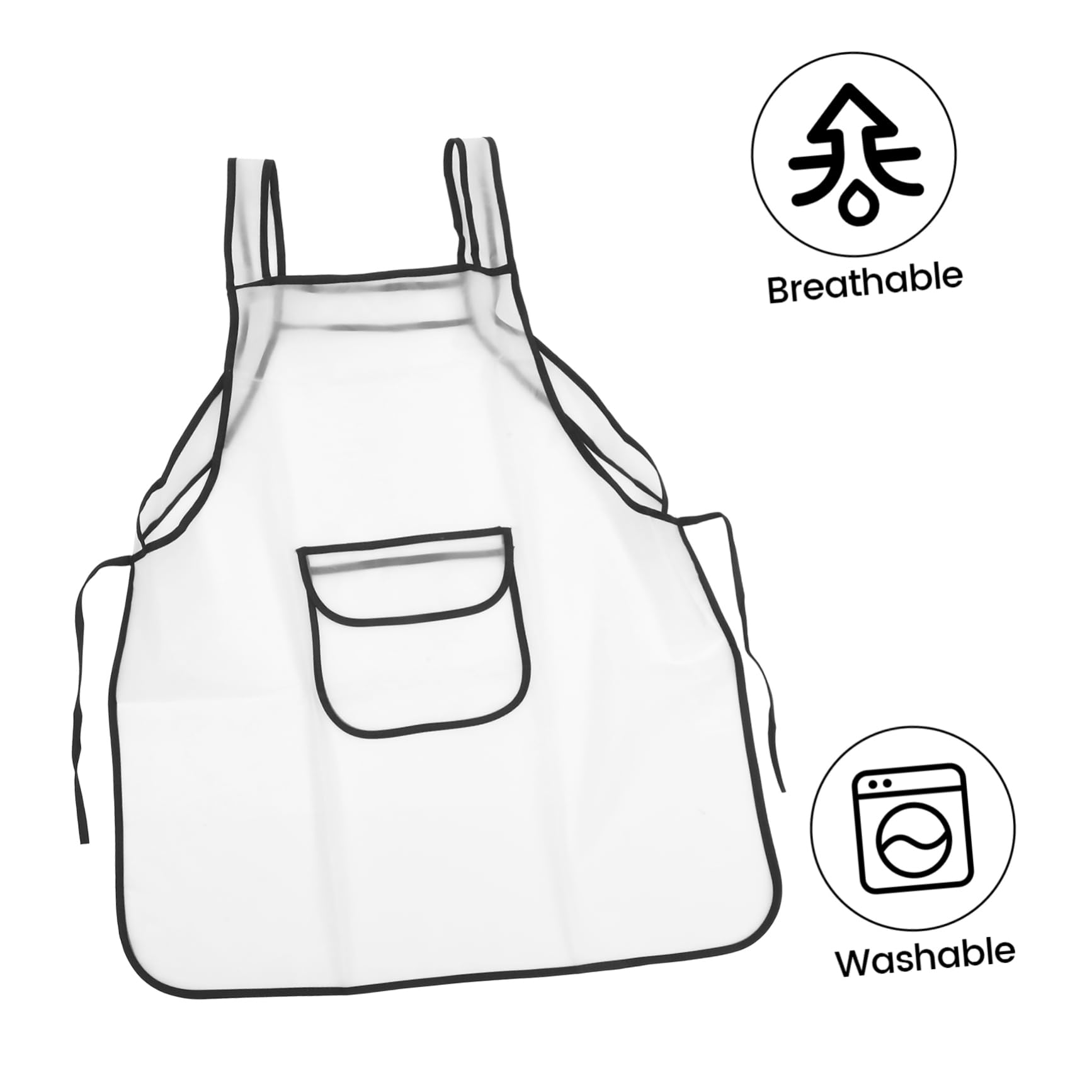 GRIRIW Oil-proof Transparent Apron Server Aprons Work Apron Waterproof Apron Heavy Duty Aprons Household Apron Butcher Aprons Clear Apron with Pockets Art Apron Oil Proof Apron White Tpu