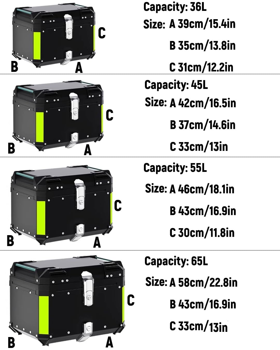 Baúl De Aluminio Para Moto 45L Impermeable, Carcasa Reforzada Resistente A Impactos, Con Cerradura De Seguridad, Placa De Montaje Universal Y Respaldo, Para Viajes Y Uso Diario(Negro,42*37*33cm/45L)
