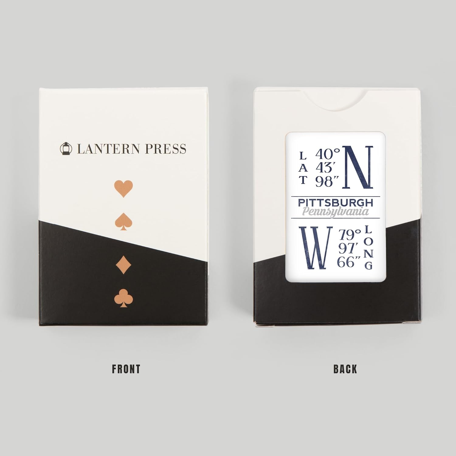 Lantern Press Pittsburgh, Pennsylvania, Latitude and Longitude (Blue), 52 Playing Cards for Adults, Poker Size Card Deck