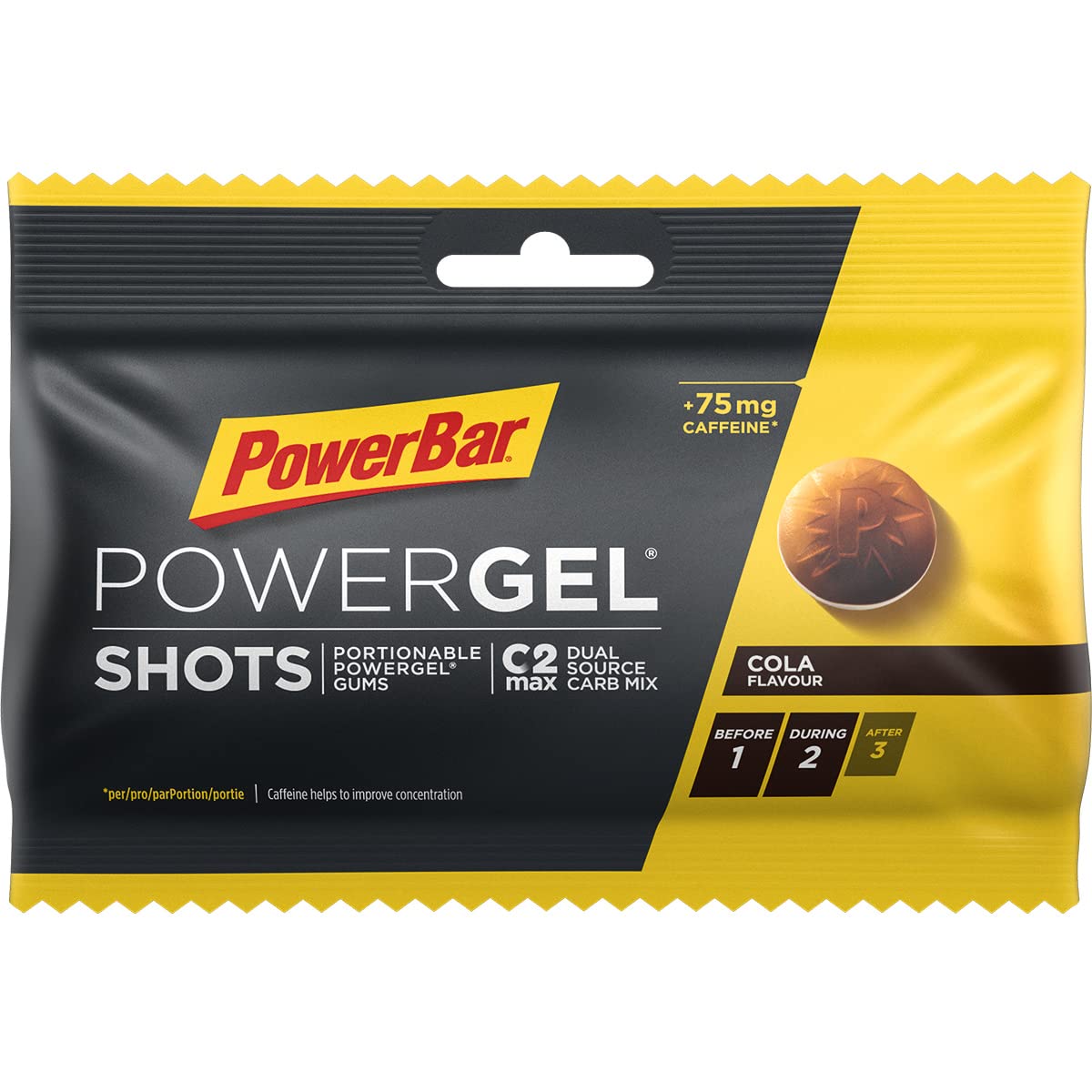 Powerbar PowerGel Shots Cola 24x60g - High Carb Energie Gummis + C2MAX + 75mg Koffein & PowerGel Hydro Cola 24x67ml - High Carb Energie Gel + C2MAX + Natrium + 100mg Koffein