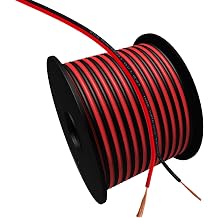 16AWG 2Conductor Red Black Cable 50FT Electrical Wire LED Strips Extension Wire 12V/24V DC Cable Flexible Wire Extension Cord Copper Clad Aluminum Copper Wire